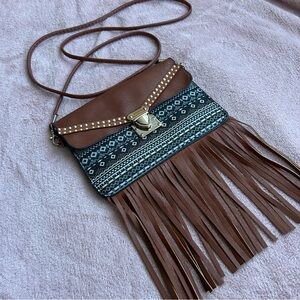 Bohemian Brown Fringe Crossbody Bag